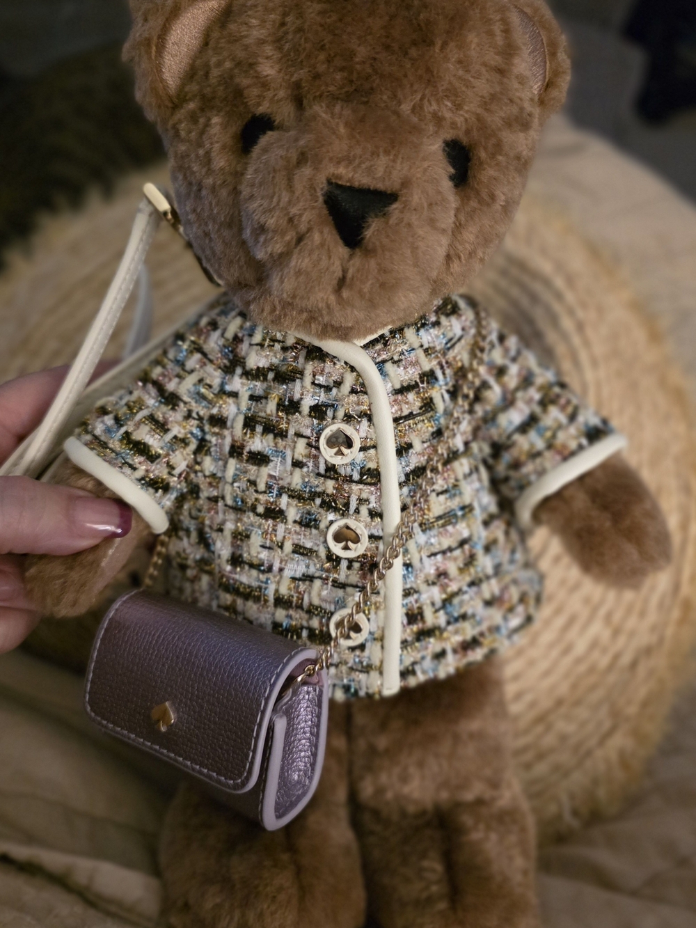 kate spade Teddy Bear Crossbody Bag in Brown with Pink Accents - Picture 4 of 14